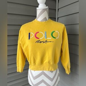 Ralph Lauren Girls Yellow Cropped Pullover Sz G (12-14)